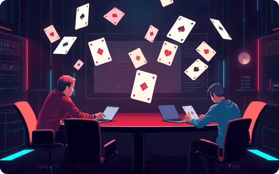 Two teammates playing planning poker to estimate story points